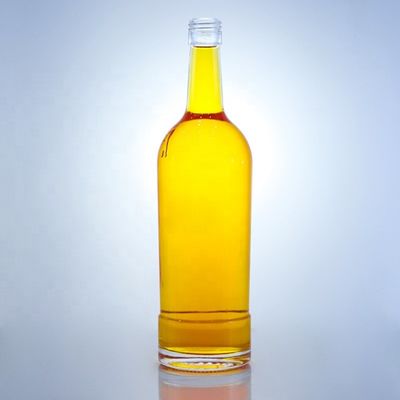 Collar de vidrio en forma redonda Botellas de vidrio vacías 750 ml para tequila Brandy Rum Gin Whisky