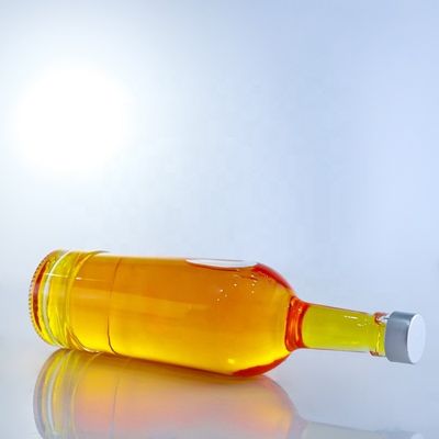 Collar de vidrio en forma redonda Botellas de vidrio vacías 750 ml para tequila Brandy Rum Gin Whisky