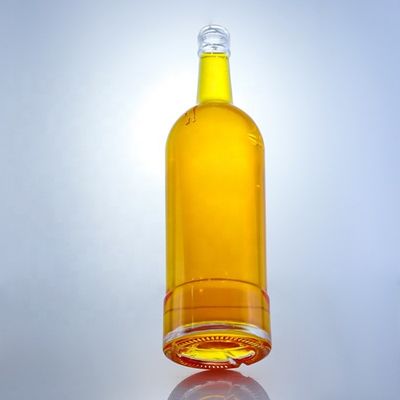 Collar de vidrio en forma redonda Botellas de vidrio vacías 750 ml para tequila Brandy Rum Gin Whisky