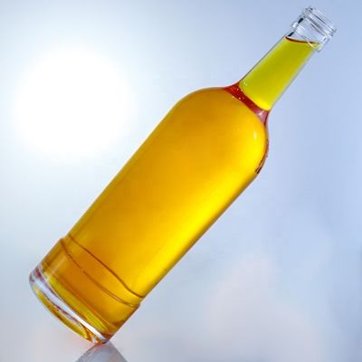 Collar de vidrio en forma redonda Botellas de vidrio vacías 750 ml para tequila Brandy Rum Gin Whisky