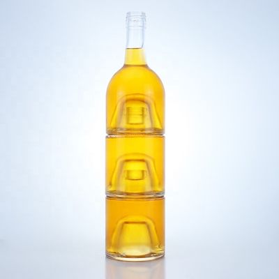 Elegante botella de 500 ml 750 ml 1000 ml de vidrio de piedra para whisky vodka champán tequila