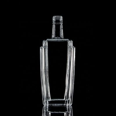 Botella de vidrio de sílex de 500 ml de 700 ml de 750 ml para champán, ginebra y ron transparente y grabado