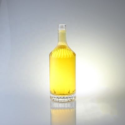 Botella de vidrio con tapa de tornillo para whisky vodka champán tequila ginebra ron 750 ml 1000 ml transparente