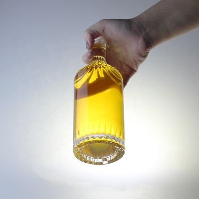 Botella de vidrio con tapa de tornillo para whisky vodka champán tequila ginebra ron 750 ml 1000 ml transparente