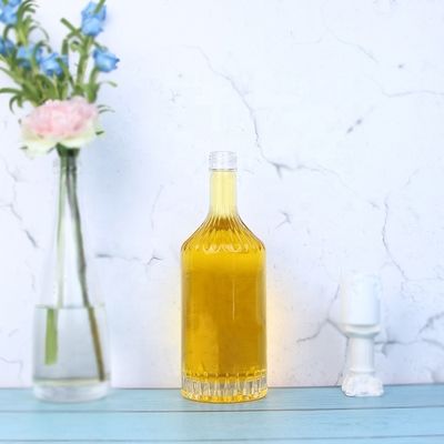 Botella de vidrio con tapa de tornillo para whisky vodka champán tequila ginebra ron 750 ml 1000 ml transparente