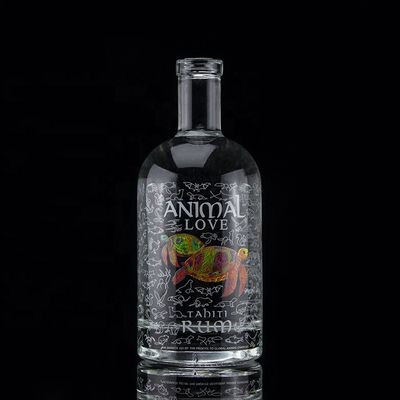 Flint Glass 2022 Diseño Botella de vidrio transparente para ginebra whisky ron tequila brandy