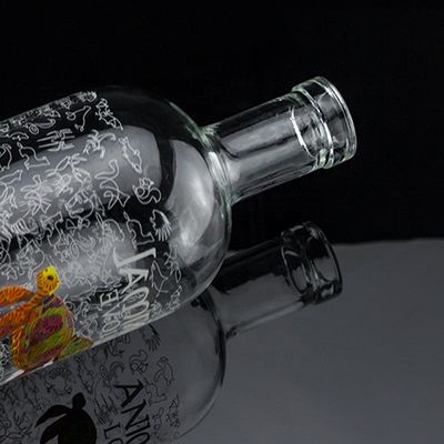 Flint Glass 2022 Diseño Botella de vidrio transparente para ginebra whisky ron tequila brandy