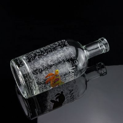 Flint Glass 2022 Diseño Botella de vidrio transparente para ginebra whisky ron tequila brandy