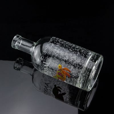 Flint Glass 2022 Diseño Botella de vidrio transparente para ginebra whisky ron tequila brandy