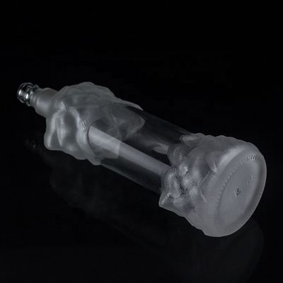 Botella de vidrio de sílex transparente de 500 ml 700 ml 750 ml para champán Gin Rum de diseño único