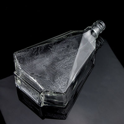 Botella de vidrio de sílex de fondo grueso y claro para ginebra whisky ron tequila y brandy diseño 2022