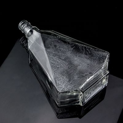 Botella de vidrio de sílex de fondo grueso y claro para ginebra whisky ron tequila y brandy diseño 2022