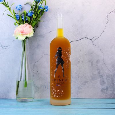 Venta al por mayor 750ml 1000ml Frito Decal Botella de vidrio para cerveza Vodka Whisky bebidas espirituosas