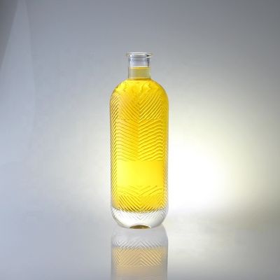 Botella de vidrio transparente de 750 ml de capacidad extra con grabado de sílex y corcho con capacidad de 500 ml