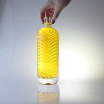 Botella de vidrio transparente de 750 ml de capacidad extra con grabado de sílex y corcho con capacidad de 500 ml