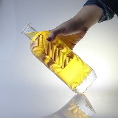 Botella de vidrio transparente de 750 ml de capacidad extra con grabado de sílex y corcho con capacidad de 500 ml