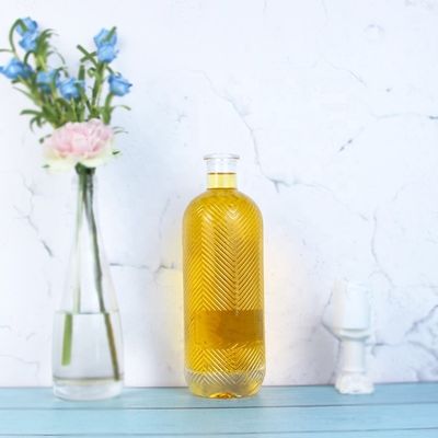 Botella de vidrio transparente de 750 ml de capacidad extra con grabado de sílex y corcho con capacidad de 500 ml