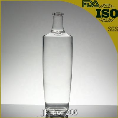 Botella de vidrio de 1 litro con tapón de goma para licor con serigrafía