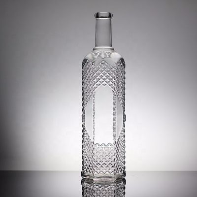 Botella industrial de licor de cristal de 750 ml con decoración de hielo / pintura / impresión