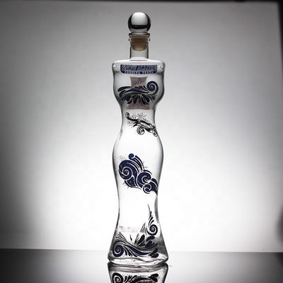 Bottle de vidrio en forma de cuerpo de mujeres hermosas con tipo de sellado de corcho