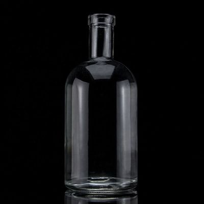 Material de base Botella de licor de vidrio de 500 ml 700 ml 750 ml con sello de corcho y forma redonda