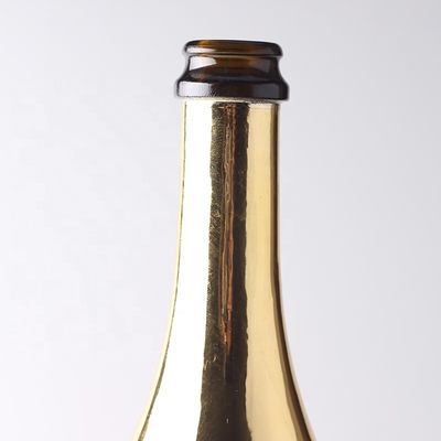 Botellas de vidrio de champán de oro personalizadas con tapa de plástico para material de cuerpo de vidrio