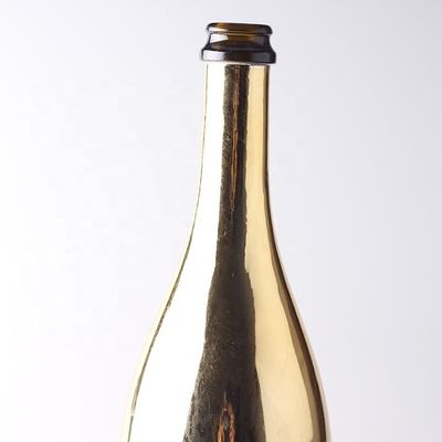 Botellas de vidrio de champán de oro personalizadas con tapa de plástico para material de cuerpo de vidrio