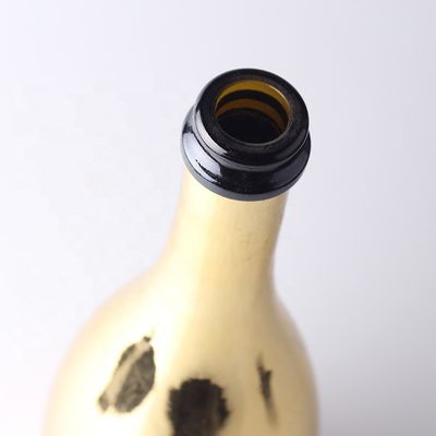 Botellas de vidrio de champán de oro personalizadas con tapa de plástico para material de cuerpo de vidrio