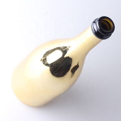 Botellas de vidrio de champán de oro personalizadas con tapa de plástico para material de cuerpo de vidrio