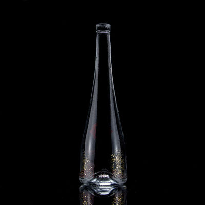 Impresión de pantalla en forma de cono Vodka Whisky Liquor Botella de vidrio de 750 ml con vidrio de Super Flint