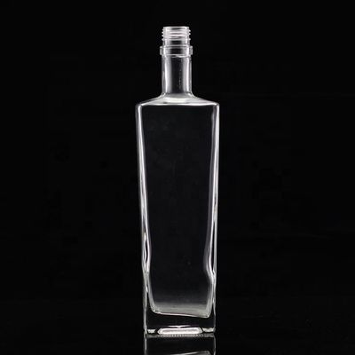 Botella de vidrio transparente o personalizada 250 ml 500 ml 700 ml 750 ml Botella de vidrio cuadrado de licor